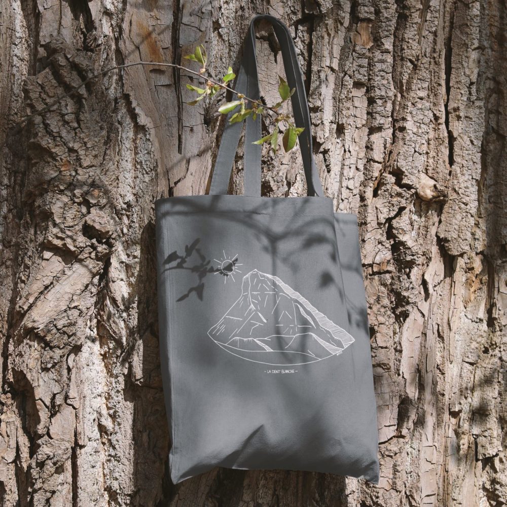 Totebag gris anthracite Dent Blanche