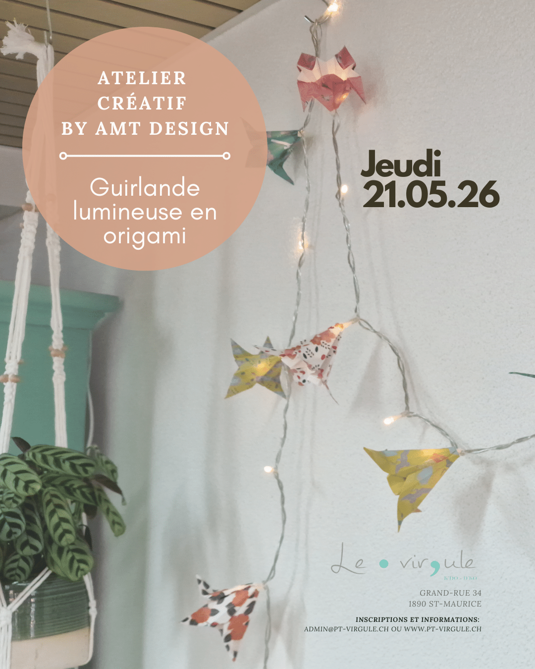 Atelier guirlande fleurs origami